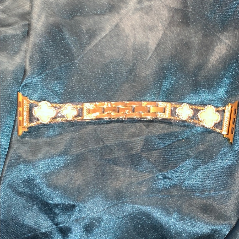 Gold and iWatch Band with Clover Design